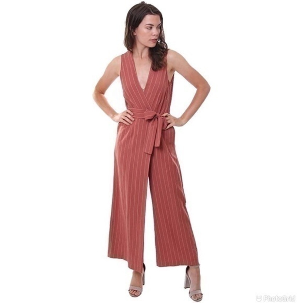 Saylor Emery Stripe Jumpsuit in Rust Size Medium NWT